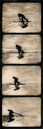 Натурные кадры ходьбы лыжника