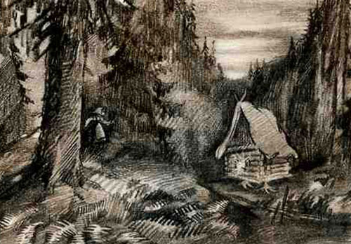 Компоновочный рисунок выхода Маши на лесную площадку